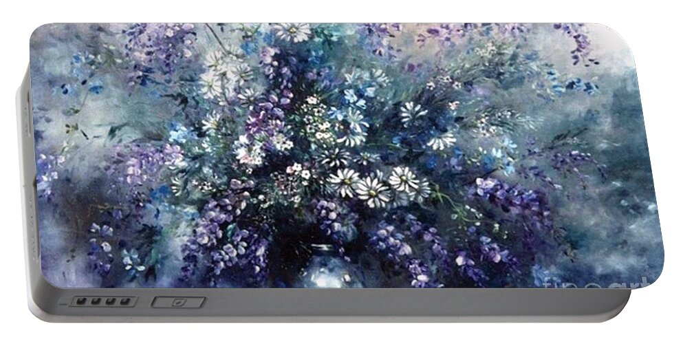 Oil Portable Battery Charger featuring the painting Mid Spring Blooms by Ryn Shell