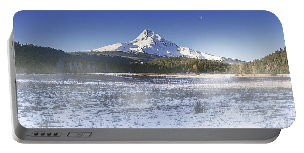 Mountain Portable Battery Charger featuring the digital art Mid Winter Morning by John Christopher