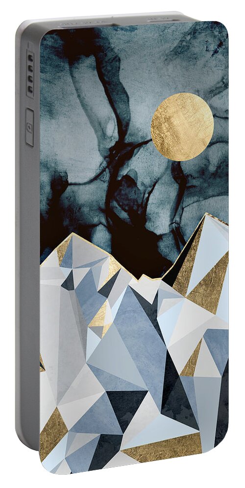 Digital Portable Battery Charger featuring the digital art Midnight Peaks by Spacefrog Designs