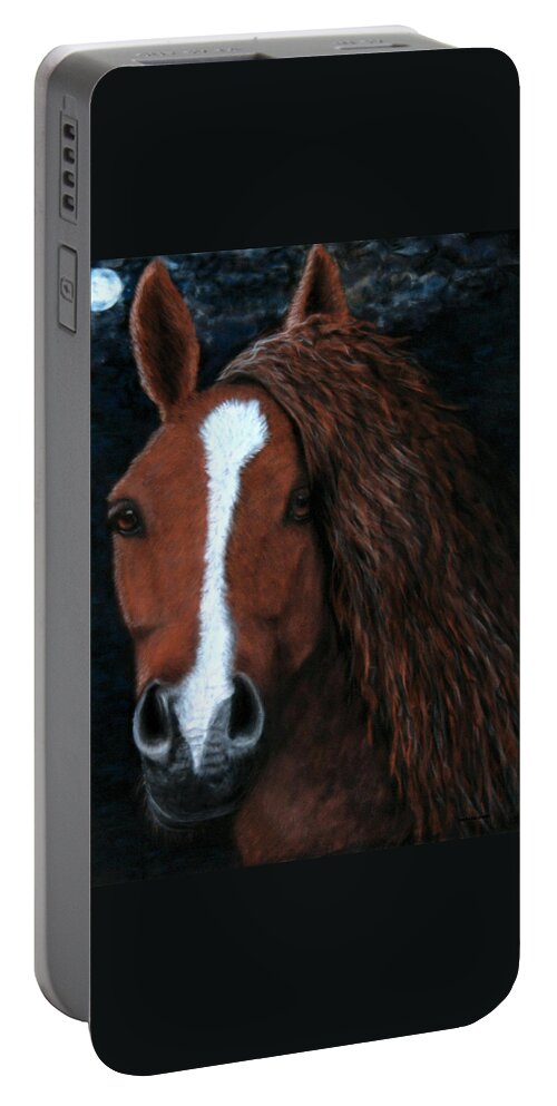 Animal Portable Battery Charger featuring the painting Midnight Run by Sandra Huston