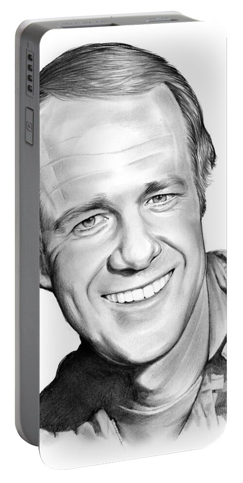 Mike Farrell Portable Battery Charger featuring the drawing Mike Farrell by Greg Joens