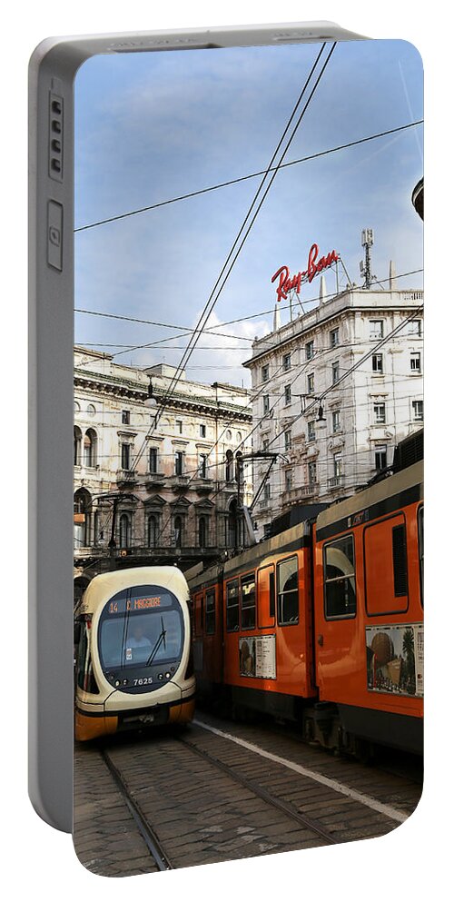 Milan Portable Battery Charger featuring the photograph Milan Trolley 4 by Andrew Fare