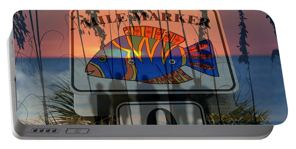 Mile Marker 0 Portable Battery Charger featuring the photograph Mile marker 0 sunset by David Lee Thompson