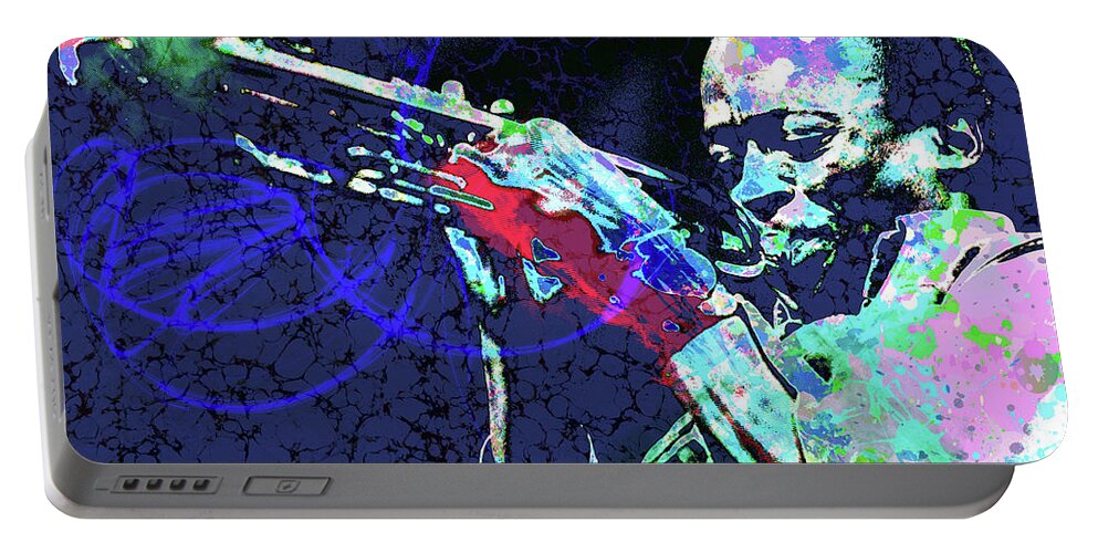 Jazz Portable Battery Charger featuring the digital art Miles Jazz by Gary Grayson