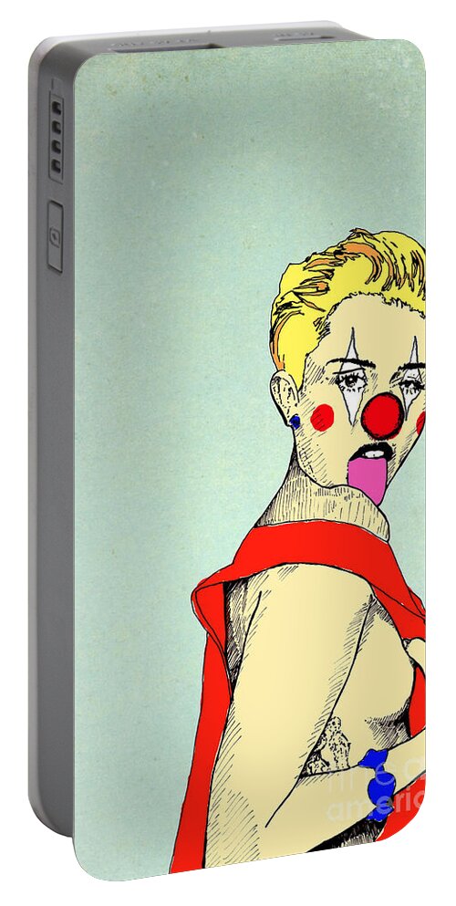 Montana Portable Battery Charger featuring the digital art Miley Cyrus by Jason Tricktop Matthews