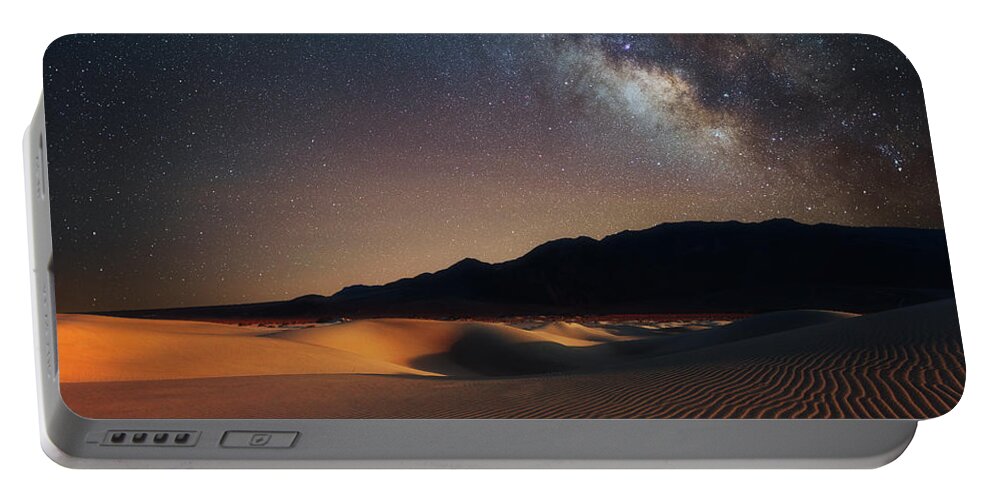 California Portable Battery Charger featuring the photograph Milky Way Over Mesquite Dunes by Darren White