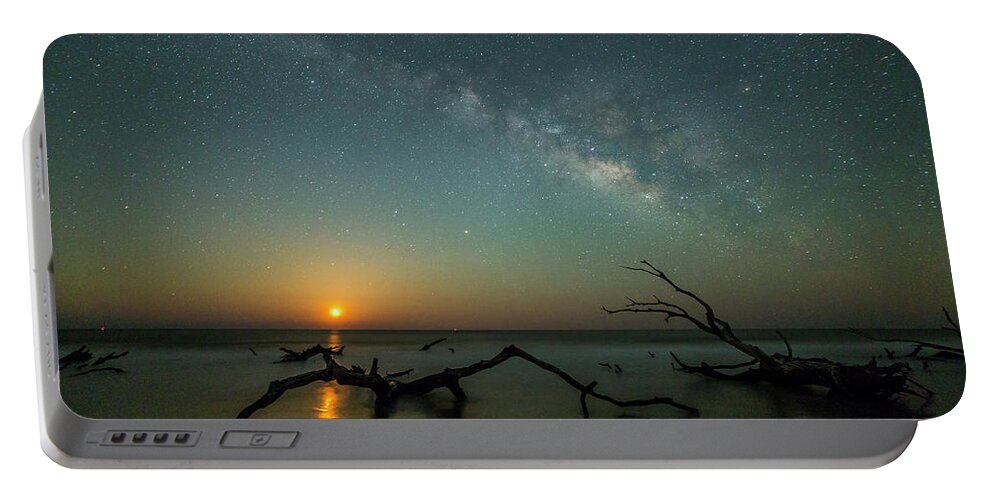 Milky Way Portable Battery Charger featuring the photograph Milky Way over the Moonrise by Ray Silva