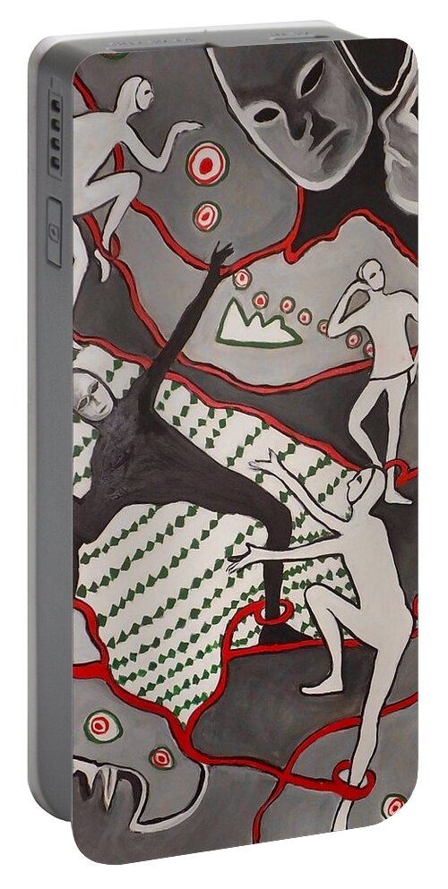 Mime Portable Battery Charger featuring the painting Mime #1 by Myra Evans