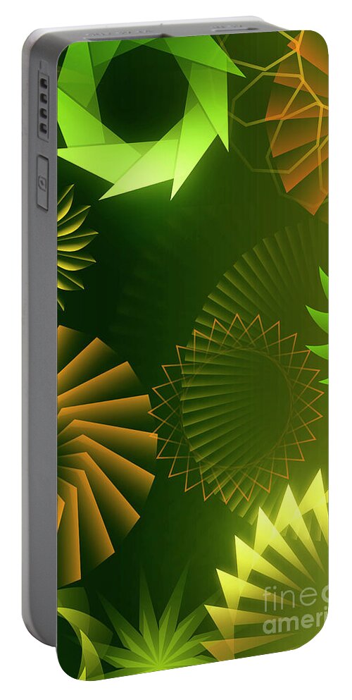 Mind Portable Battery Charger featuring the digital art MInd Trips - Green As Canopy by Peter Awax