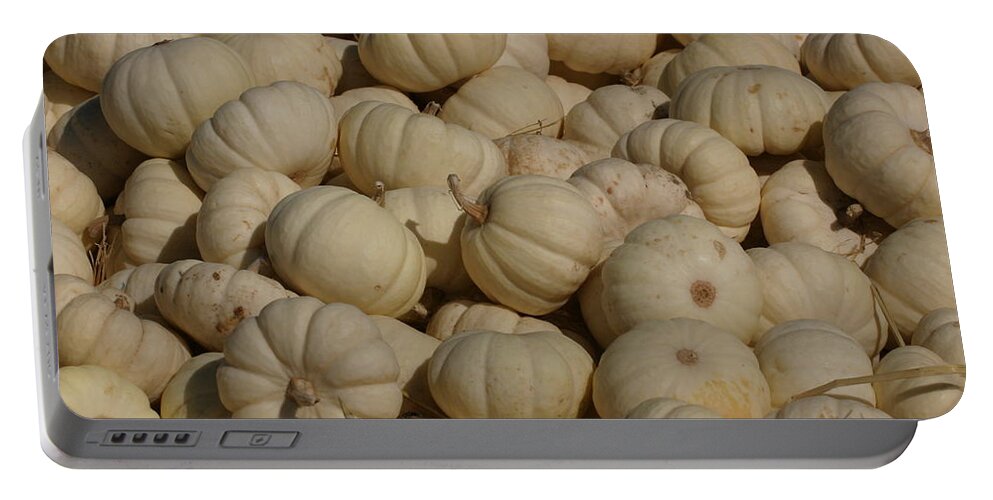 White Portable Battery Charger featuring the photograph Mini White Pumpkins by Jeff Floyd CA