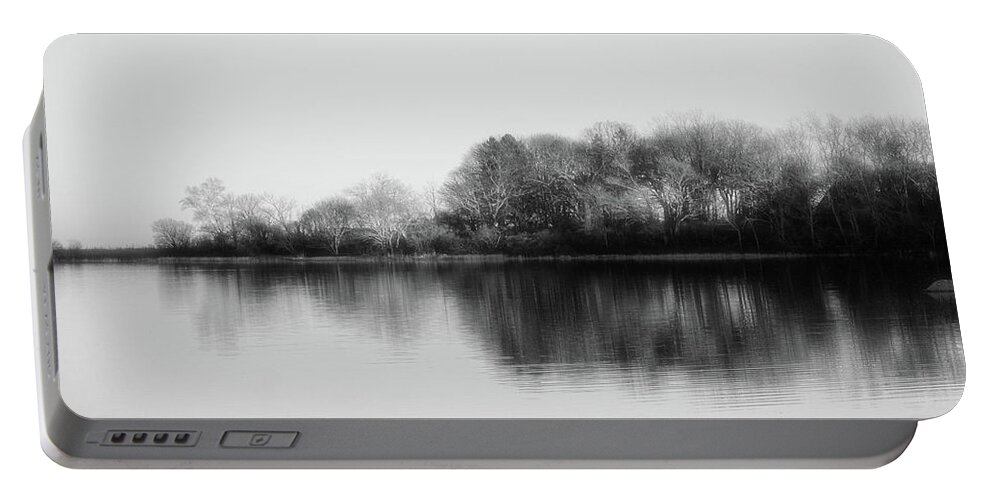 Minimalistic Portable Battery Charger featuring the photograph Minimalistic nature - black and white by Lilia D
