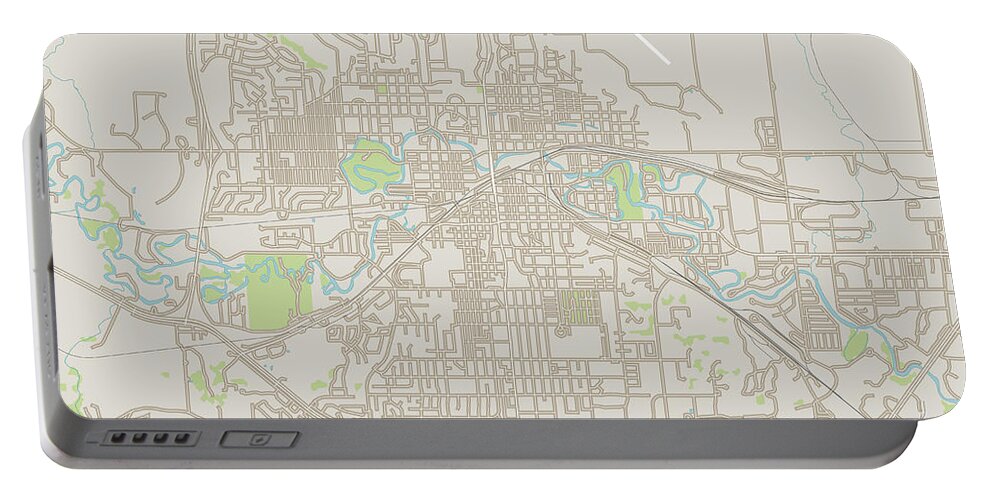 Minot Portable Battery Charger featuring the digital art Minot North Dakota US City Street Map by Frank Ramspott