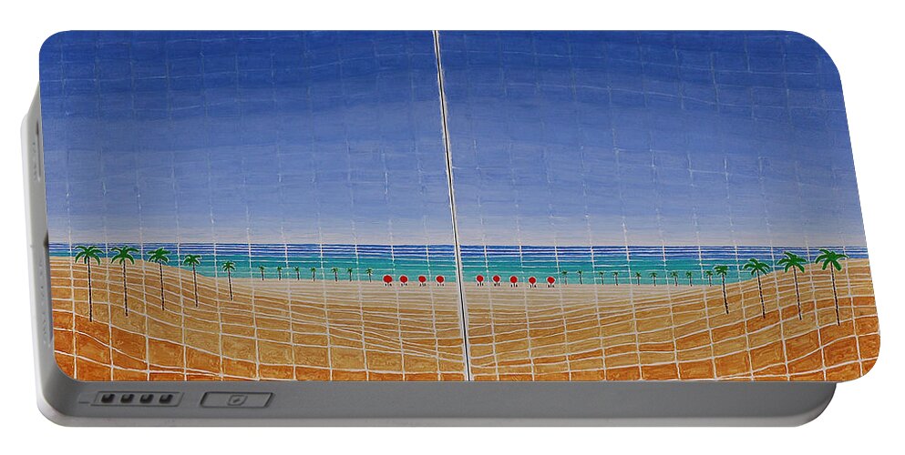 3d Portable Battery Charger featuring the painting Mirror Twin Beaches by Jesse Jackson Brown