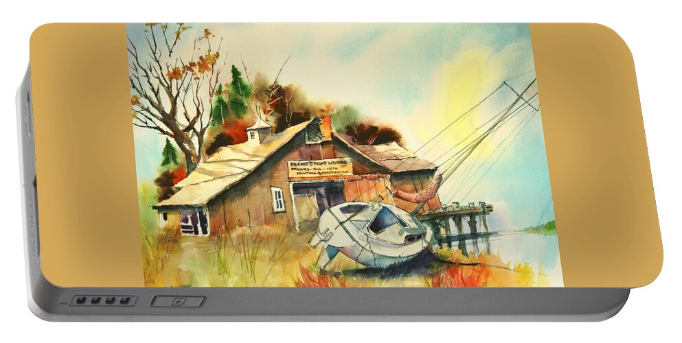 Sailboat Portable Battery Charger featuring the painting Miss Behaving by Bobby Walters