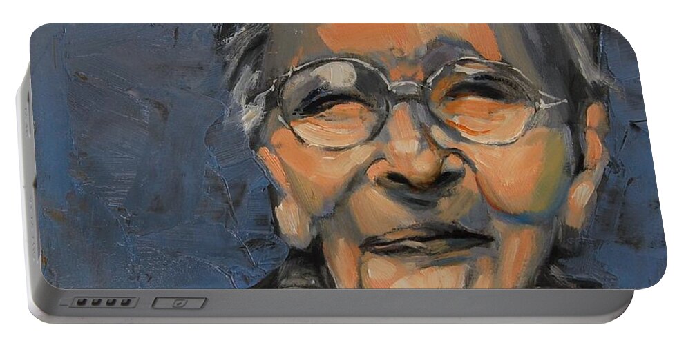Senior Portable Battery Charger featuring the painting Miss Camille by Jean Cormier