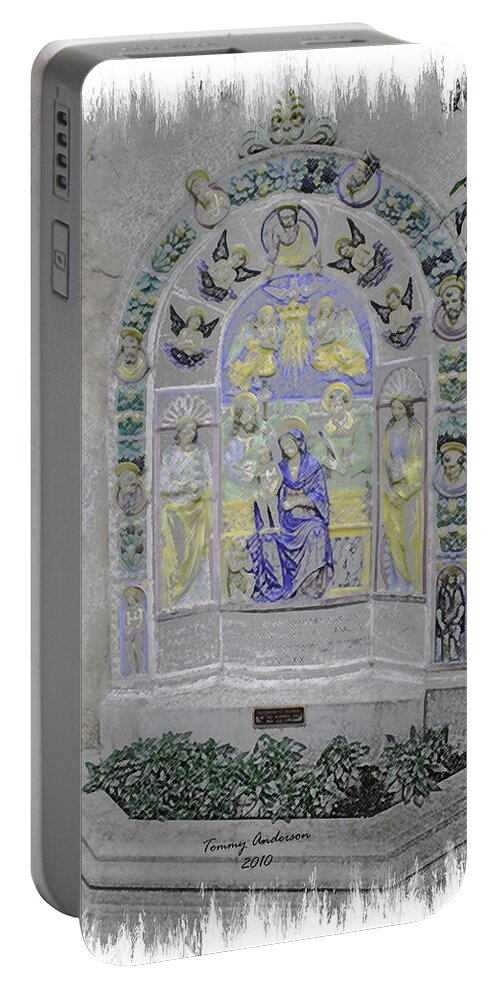 Mission Inn Portable Battery Charger featuring the digital art Mission Inn Chapel by Tommy Anderson
