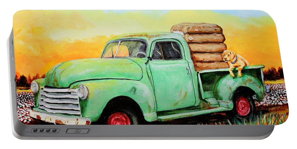Mississippi Portable Battery Charger featuring the painting Mississippi Delta Dirt Road by Karl Wagner