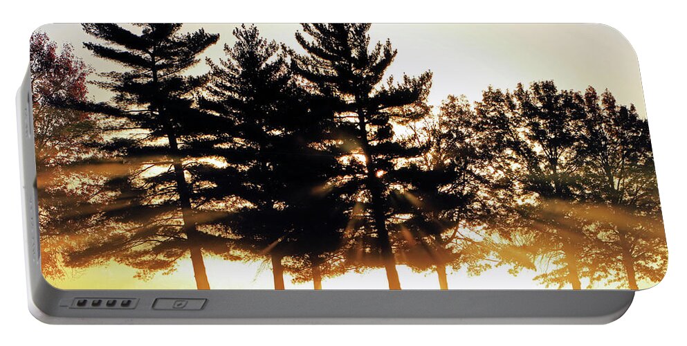 Fog Portable Battery Charger featuring the photograph Missouri Tree Line by Christopher McKenzie