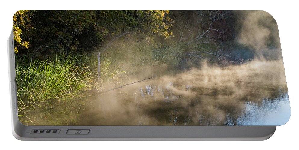 Autumn Color Portable Battery Charger featuring the photograph Mist on the Water by Robert Potts