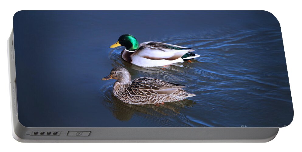 Mallard Portable Battery Charger featuring the photograph Mister and Misses Mallard by Elizabeth Dow
