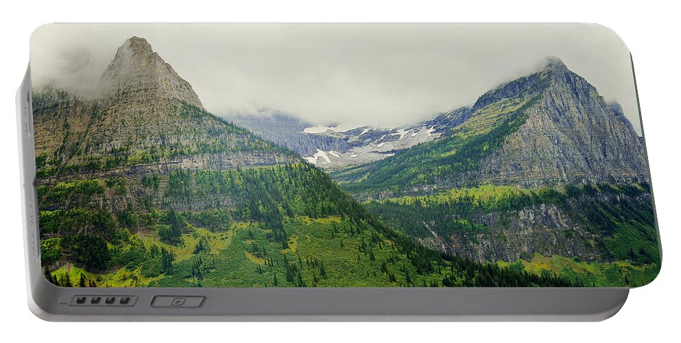 Mountains Portable Battery Charger featuring the photograph Misty Glacier National Park View by Kae Cheatham
