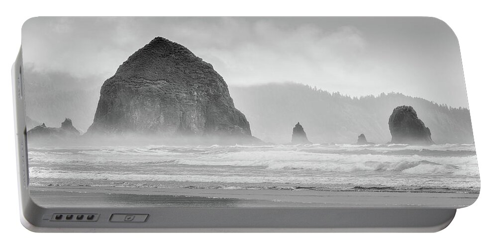 Haystack Portable Battery Charger featuring the photograph Misty Haystack by Chris McKenna