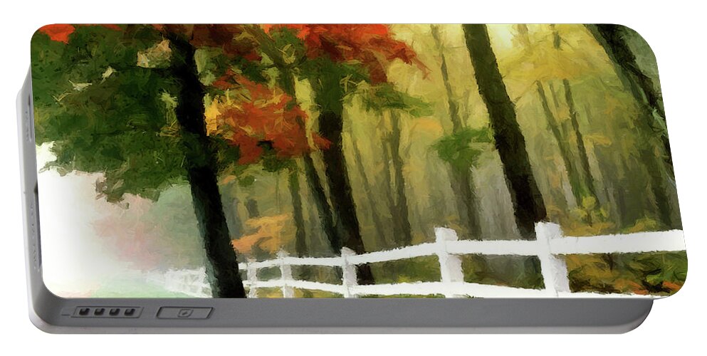 Misty Portable Battery Charger featuring the painting Misty In The Dell P D P by David Dehner