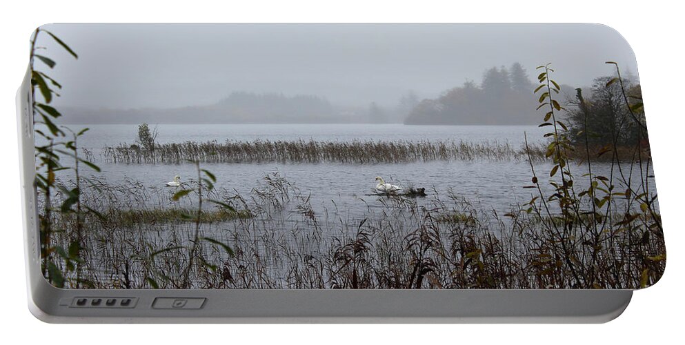 Misty Lough Eske Portable Battery Charger featuring the photograph Misty Lough Eske 2 Donegal by Eddie Barron