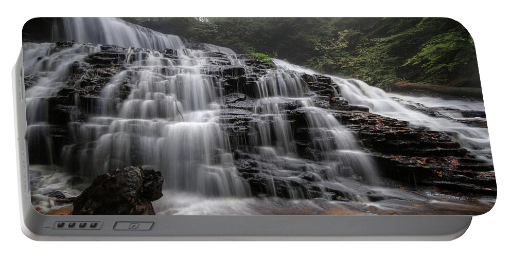 Waterfall Portable Battery Charger featuring the photograph Misty Mohawk Falls by Lori Deiter