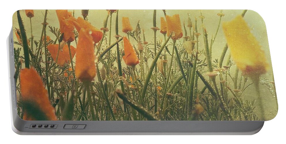 Poppy Portable Battery Charger featuring the digital art Misty Poppies by Kevyn Bashore