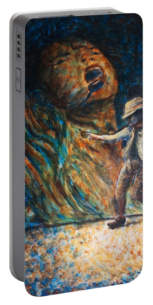 Michael Jackson Portable Battery Charger featuring the painting MJ Bad by Nik Helbig