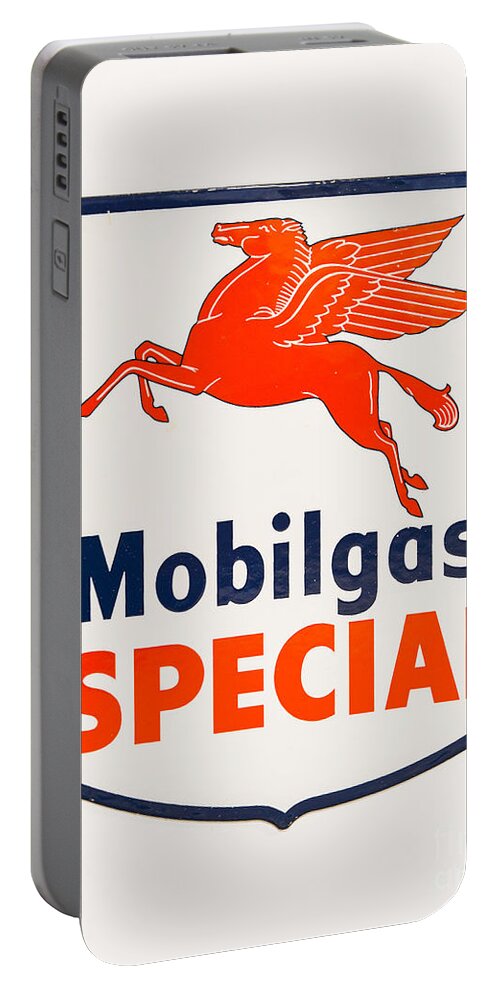 Mobil Portable Battery Charger featuring the photograph Mobil Gas Vintage Sign by Glenn Gordon