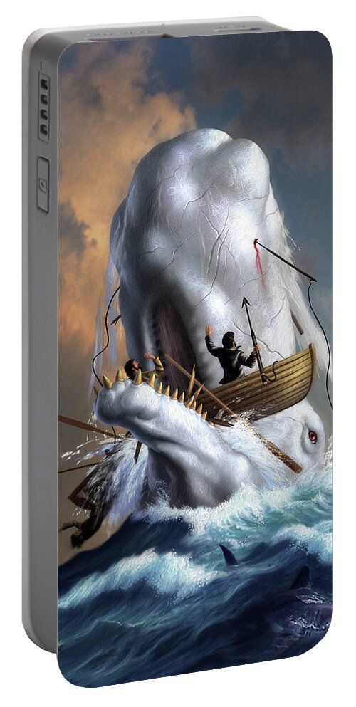 Moby Dick Portable Battery Charger featuring the digital art Moby Dick 1 by Jerry LoFaro