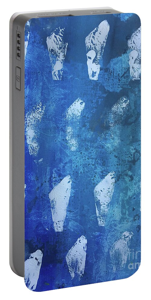 Abstract Portable Battery Charger featuring the painting Modern Fossil by Robin Pedrero