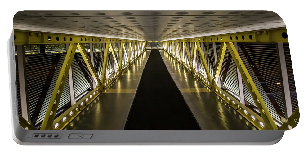 Pedway Portable Battery Charger featuring the photograph modern looking pedway in Chicago by Sven Brogren