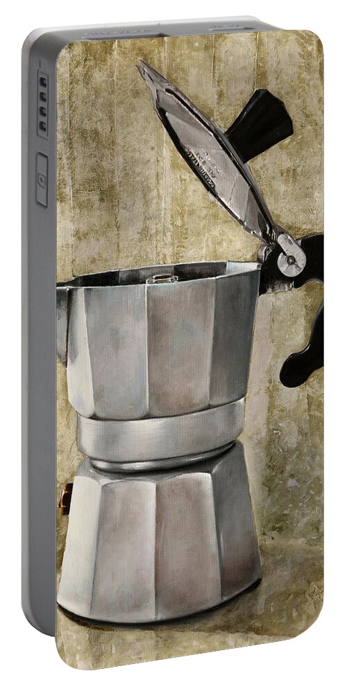 Cofeescape Portable Battery Charger featuring the painting Moka by Guido Borelli