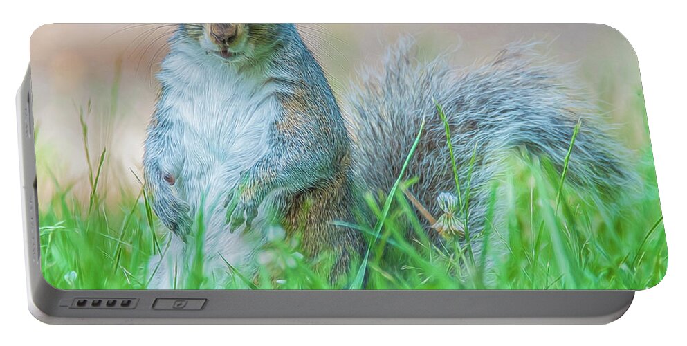 Mammal Portable Battery Charger featuring the photograph Momma Squirrel by Cathy Kovarik