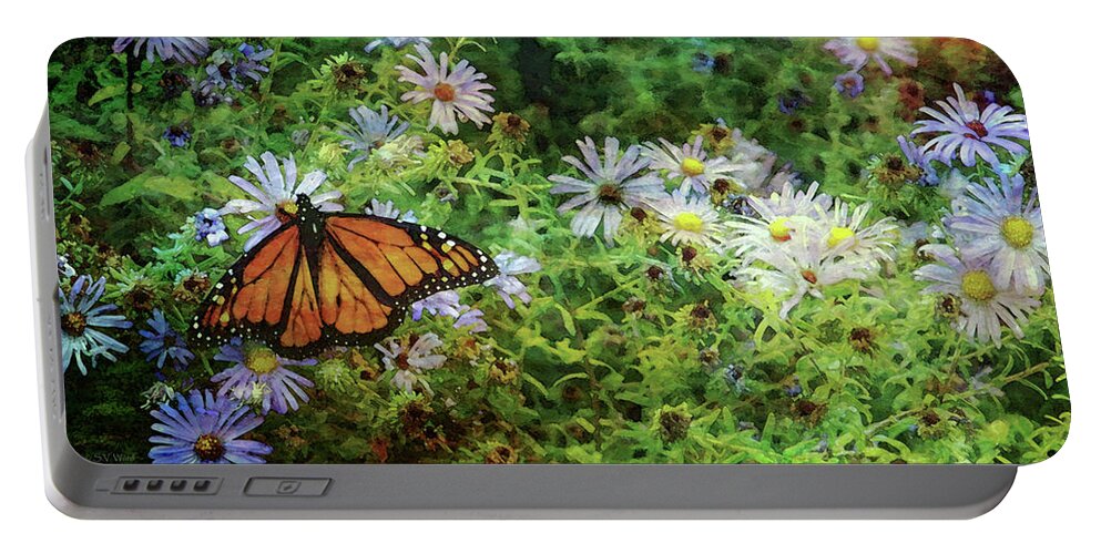 Monarch Butterfly Portable Battery Charger featuring the photograph Monarch And Aster 5626 IDP_2Monarch And Aster 5626 IDP_2 by Steven Ward