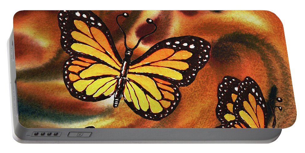 Monarch Butterfly Family Portable Battery Charger featuring the painting Monarch Butterfly Family by Irina Sztukowski
