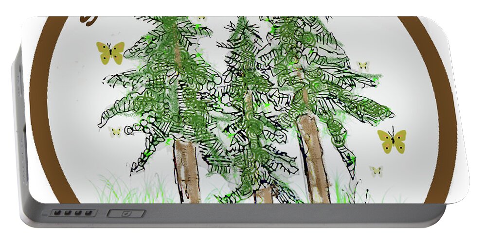 Monarch Butterflies Redwood Trees Santa Cruz Mountains Boulder Creek California Trees Portable Battery Charger featuring the mixed media Monarchs and Redwoods by Ruth Dailey