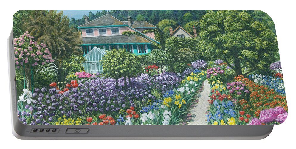 Landscape Portable Battery Charger featuring the painting Monet's Garden Giverny by Richard Harpum