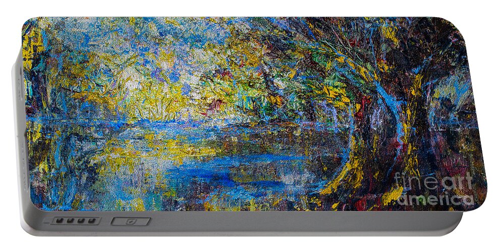 #creativemother Portable Battery Charger featuring the painting Monet's Swamp by Francelle Theriot