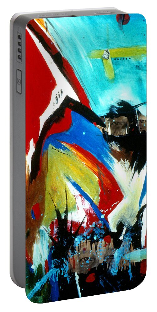  Portable Battery Charger featuring the painting Money Chaos by John Gholson