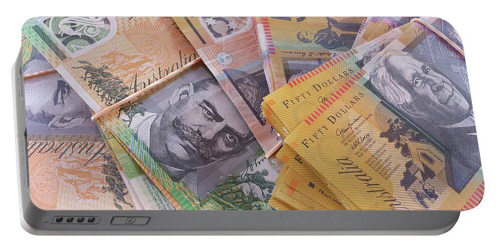 Australian Dollars Portable Battery Charger featuring the photograph Money by Debbie Cundy