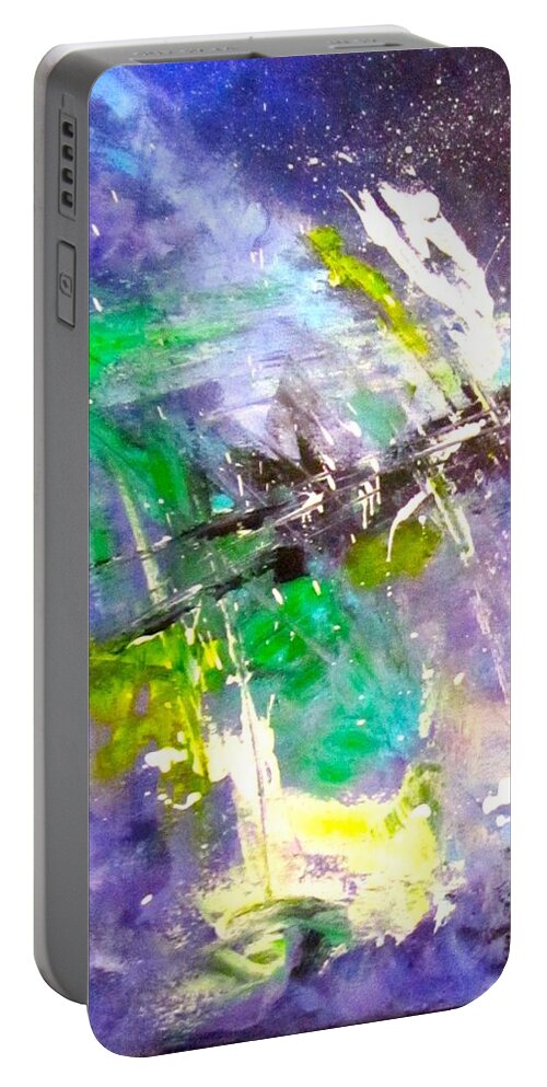 Abstract Portable Battery Charger featuring the painting Monsoon by Barbara O'Toole