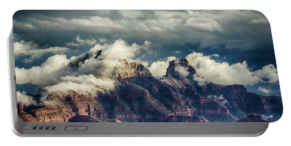 Inversion Portable Battery Charger featuring the photograph Monsoon clouds Grand Canyon by Gaelyn Olmsted