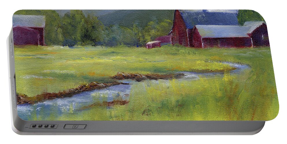 Montana Portable Battery Charger featuring the painting Montana Ranch by Marsha Karle