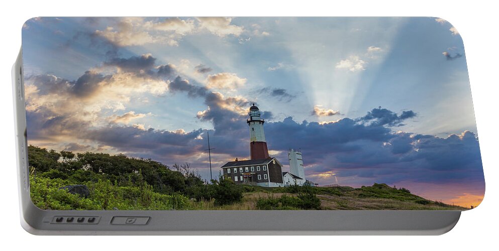 Lighthouse Portable Battery Charger featuring the photograph Montauk Morning by Sean Mills
