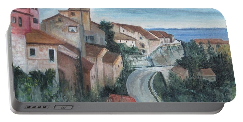 Italy Portable Battery Charger featuring the painting Montepulciano by Paula Pagliughi