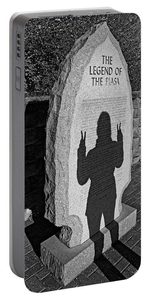 Legend Portable Battery Charger featuring the photograph Monumental Shadows Peace Out by Robert Meyers-Lussier